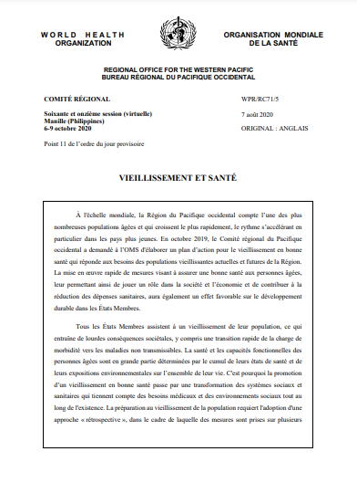 Vieillissement et santé