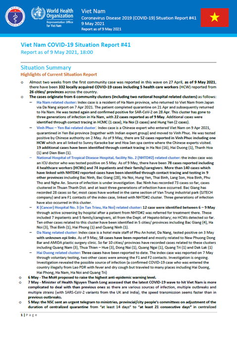 COVID-19 in Viet Nam Situation Report 41