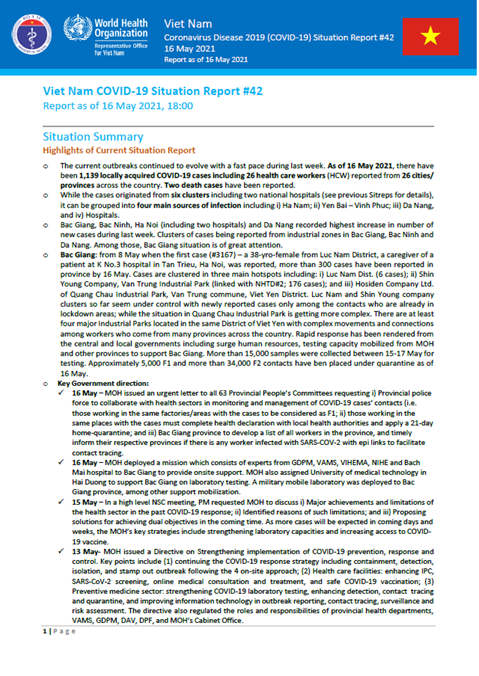 COVID-19 in Viet Nam Situation Report 42