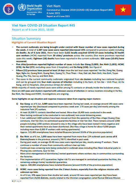 COVID-19 in Viet Nam Situation Report 45