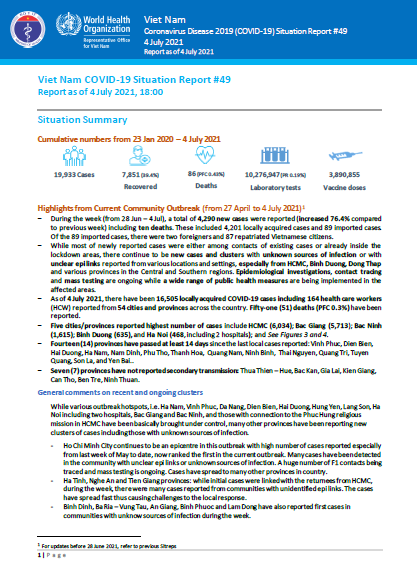 COVID-19 in Viet Nam Situation Report 49