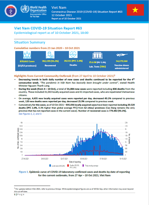 COVID-19 in Viet Nam Situation Report 63