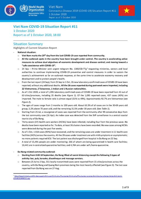 COVID-19 in Viet Nam Situation Report 11