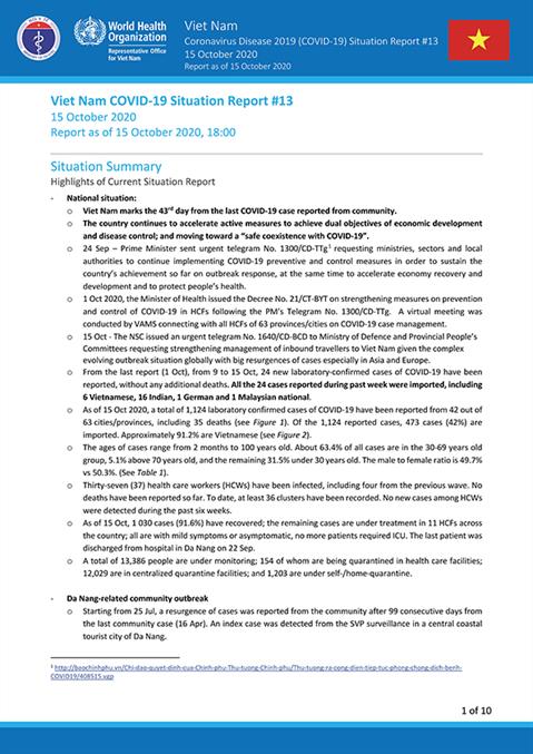 COVID-19 in Viet Nam Situation Report 13