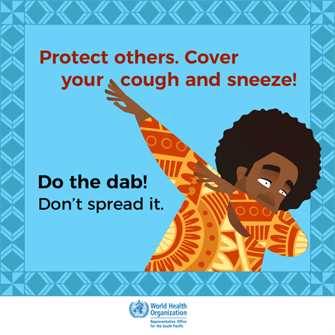 Protect others. Cover your cough and sneeze! Infographic visualising the recommended advice.