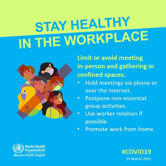 Graphic on staying healthy in the workplace during COVID-19