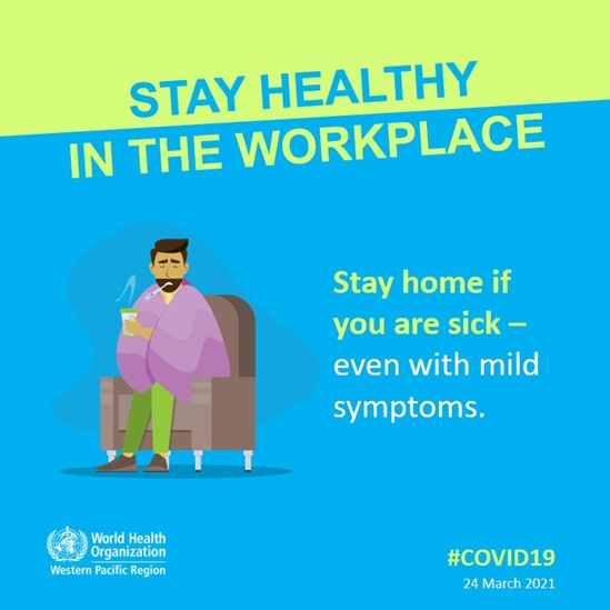 Graphic on staying healthy in the workplace during COVID-19